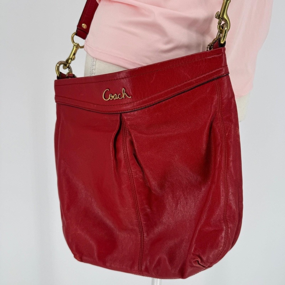 Vintage Coach Ashley Red Leather Shoulder/Crossbody Bag Brass Hardware Boho Y2K